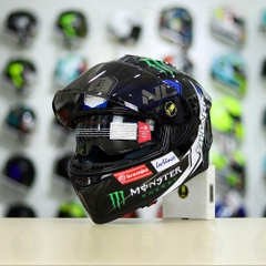Mũ Fullface EGO E81 Đen Bóng + Dán Tem SHARK Monster Xanh FREESHIP