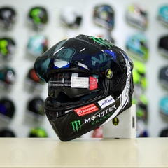 Mũ Fullface EGO E81 Đen Bóng + Dán Tem SHARK Monster Xanh FREESHIP