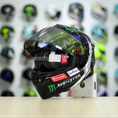 Mũ Fullface EGO E81 Đen Bóng + Dán Tem SHARK Monster Xanh FREESHIP