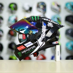 Mũ Fullface EGO E81 Đen Bóng + Tem SHARK Monster Xanh FREESHIP