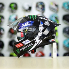 Mũ Fullface EGO E81 Đen Bóng + Tem SHARK Monster Xanh FREESHIP