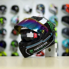 Mũ Fullface EGO E81 Đen Bóng + Dán Tem Decal Shark Race Pro Lorenzo FREESHIP