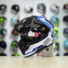 Mũ Fullface EGO E81 Đen Bóng + Dán Tem Decal Shoei Brink Trắng Xanh FREESHIP