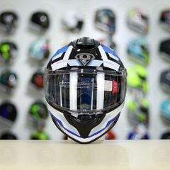 Mũ Fullface EGO E81 Đen Bóng + Dán Tem Decal Shoei Brink Trắng Xanh FREESHIP