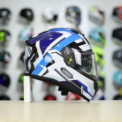 Mũ Fullface EGO E81 Đen Bóng + Dán Tem Decal Shoei Brink Trắng Xanh FREESHIP