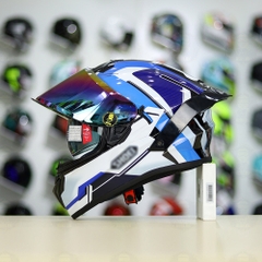 Mũ Fullface EGO E81 Đen Bóng + Tem Decal Shoei Brink Trắng Xanh FREESHIP