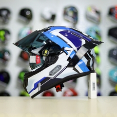 Mũ Fullface EGO E81 Đen Bóng + Tem Decal Shoei Brink Trắng Xanh FREESHIP