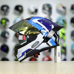 Mũ Fullface EGO E81 Đen Bóng + Tem Decal Shoei Brink Trắng Xanh FREESHIP