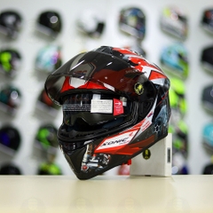 Mũ EGO E81 Đen Bóng + Dán Tem Decal Honda SONIC Trắng Đỏ FREESHIP