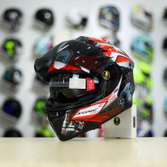 Mũ EGO E81 Đen Bóng + Dán Tem Decal Honda SONIC Trắng Đỏ FREESHIP