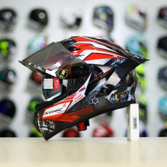 Full Combo Mũ EGO E81 Tem Decal Honda Sonic Trắng Đỏ FREESHIP