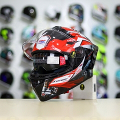 Full Combo Mũ EGO E81 Tem Decal Honda Sonic Trắng Đỏ FREESHIP