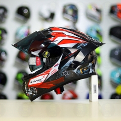 Full Combo Mũ EGO E81 Tem Decal Honda Sonic Trắng Đỏ FREESHIP