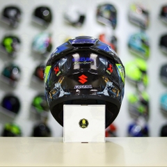 Mũ Fullface EGO E81 Đen Bóng + Tem Decal SUZUKI ECSTAR Xanh Trắng Vàng FREESHIP