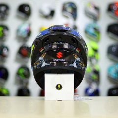 Full Combo Mũ EGO E81 Tem Decal SUZUKI ECSTAR Xanh Trắng Vàng FREESHIP