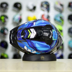 Full Combo Mũ EGO E81 Tem Decal SUZUKI ECSTAR Xanh Trắng Vàng FREESHIP