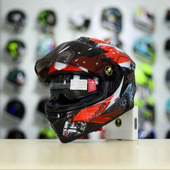 Mũ EGO E81 Đen Bóng + Dán Tem Decal Honda WINNER Xám Đỏ FREESHIP