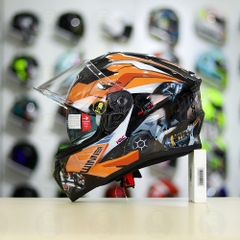 Mũ Fullface EGO E81 Đen Bóng + Dán Tem Decal Honda WINNER Xám Cam FREESHIP