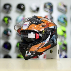 Mũ Fullface EGO E81 Đen Bóng + Dán Tem Decal Honda WINNER Xám Cam FREESHIP