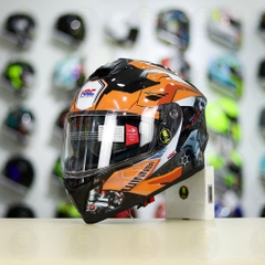 Mũ Fullface EGO E81 Đen Bóng + Dán Tem Decal Honda WINNER Xám Cam FREESHIP