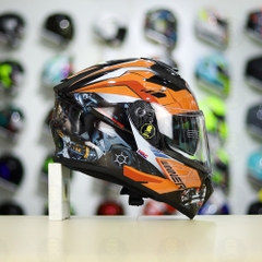 Mũ Fullface EGO E81 Đen Bóng + Dán Tem Decal Honda WINNER Xám Cam FREESHIP