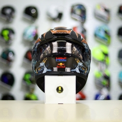 Mũ Fullface EGO E81 Đen Bóng + Dán Tem Decal Honda WINNER Xám Cam FREESHIP