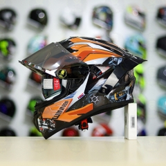 Mũ Fullface EGO E81 Đen Bóng + Tem Decal Honda WINNER Xám Cam FREESHIP