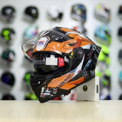 Mũ Fullface EGO E81 Đen Bóng + Tem Decal Honda WINNER Xám Cam FREESHIP