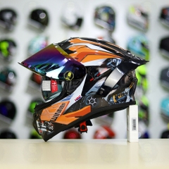 Mũ Fullface EGO E81 Đen Bóng + Tem Decal Honda WINNER Xám Cam FREESHIP