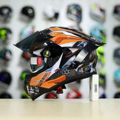 Mũ Fullface EGO E81 Đen Bóng + Tem Decal Honda WINNER Xám Cam FREESHIP