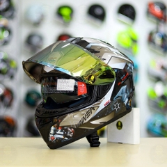 Mũ EGO E81 Đen Bóng + Dán Tem Decal Winner X Xám FREESHIP