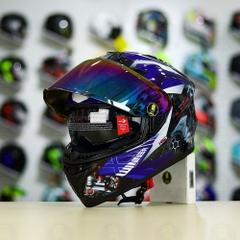 Mũ Fullface EGO E81 Đen Bóng + Dán Tem Decal Winner Xanh GP FREESHIP