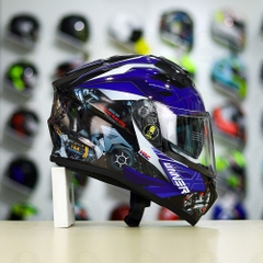 Mũ Fullface EGO E81 Đen Bóng + Dán Tem Decal Winner Xanh GP FREESHIP