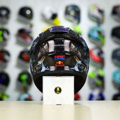 Mũ Fullface EGO E81 Đen Bóng + Dán Tem Decal Winner Xanh GP FREESHIP