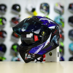 Mũ Fullface EGO E81 Đen Bóng + Dán Tem Decal Winner Xanh GP FREESHIP