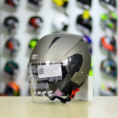 Combo Mũ 3/4 ZEUS 205 Xám Nhám Độ Khóa Chống Trộm