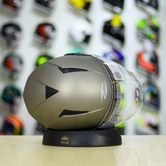 Combo Mũ 3/4 ZEUS 205 Xám Nhám Độ Khóa Chống Trộm