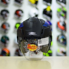 Mũ 3/4 Zeus 613B Camo Đen Xanh Dương Nhám FREESHIP