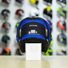 Mũ 3/4 Zeus 613B Camo Đen Xanh Dương Nhám FREESHIP