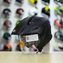 Combo Mũ 3/4 ZEUS 613b Đen Nhám Độ Khóa Chống Trộm