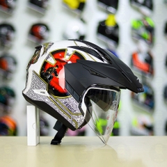 Mũ 3/4 Zeus 613B Samurai Trắng Bóng FREESHIP