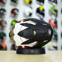 Combo Mũ 3/4 ZEUS 613b Samurai Trắng Độ Khóa Chống Trộm