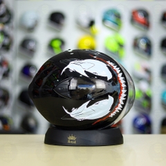 Mũ 3/4 Zeus 613B Đen Bóng + Dán Tem Decal Venom V2 FREESHIP