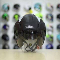 Mũ 3/4 Zeus 613B Đen Bóng + Dán Tem Decal Venom V2 FREESHIP