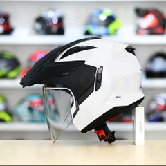 Mũ 3/4 Zeus 613B Trắng Bóng Freeship