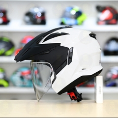 Mũ 3/4 Zeus 613B Trắng Bóng Freeship