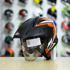 Combo Mũ 3/4 ZEUS 613b Trắng Cam Đen Nhám Độ Khóa Chống Trộm