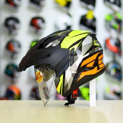 Combo Mũ 3/4 ZEUS 613b Xám Vàng Cam Bóng Độ Khóa Chống Trộm