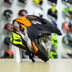 Full Bộ Mũ Zeus 613b + Mái Che + Hàm Xám Vàng Cam Bóng FREESHIP