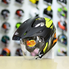 Combo Mũ 3/4 ZEUS 613b Xám Vàng Cam Bóng Độ Khóa Chống Trộm